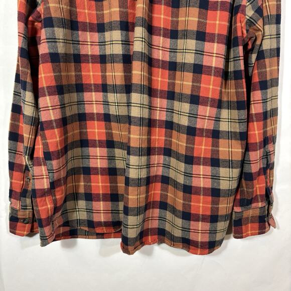 Eddie Bauer Mens Flannel Shirt XXL Orange Bristol Harvest Plaid Button Up Cotton - Picture 11 of 14
